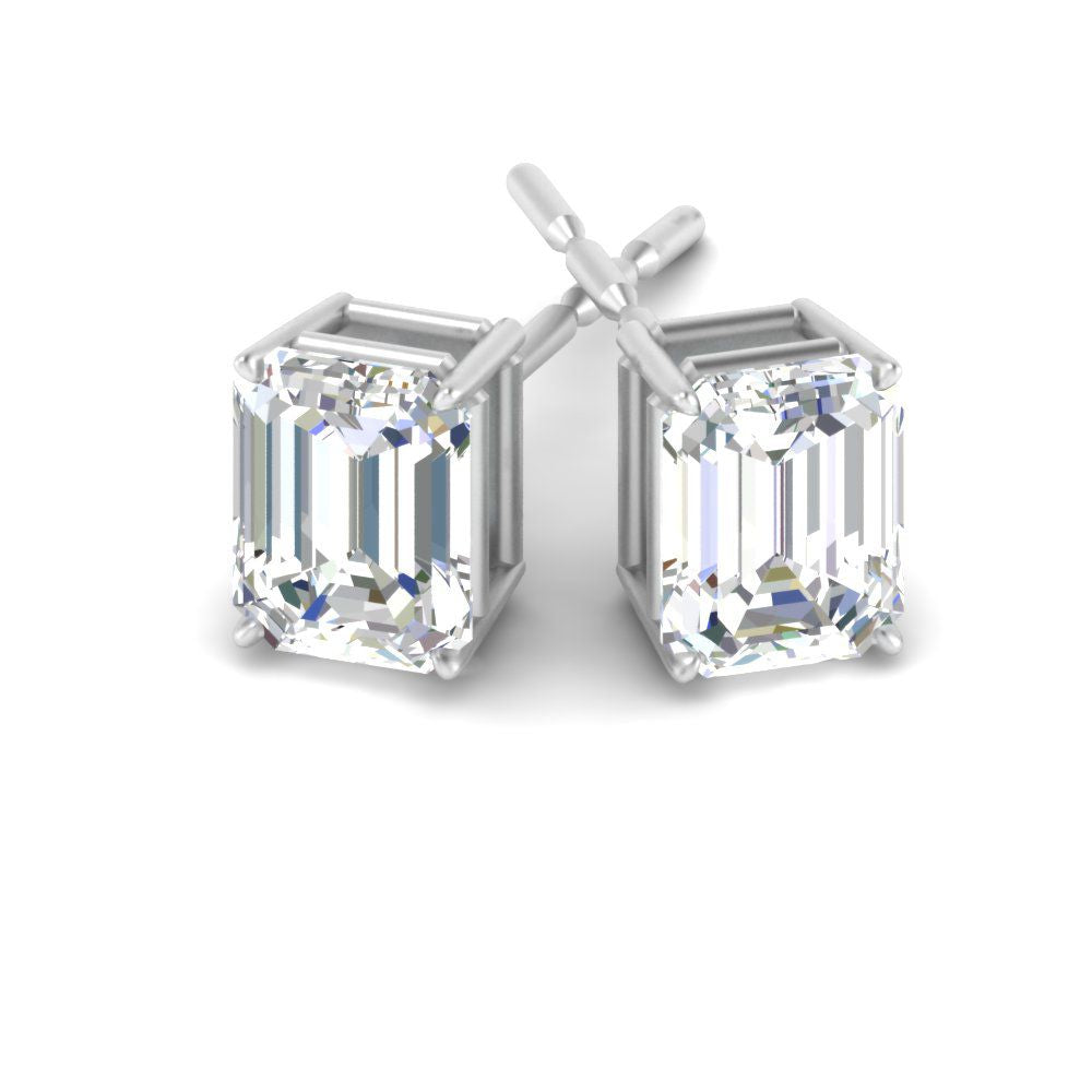 Emerald Cut Diamond Stud Earrings
