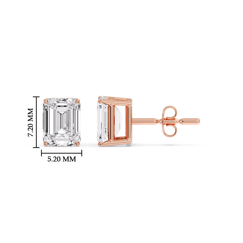 Emerald Cut Diamond Stud Earrings
