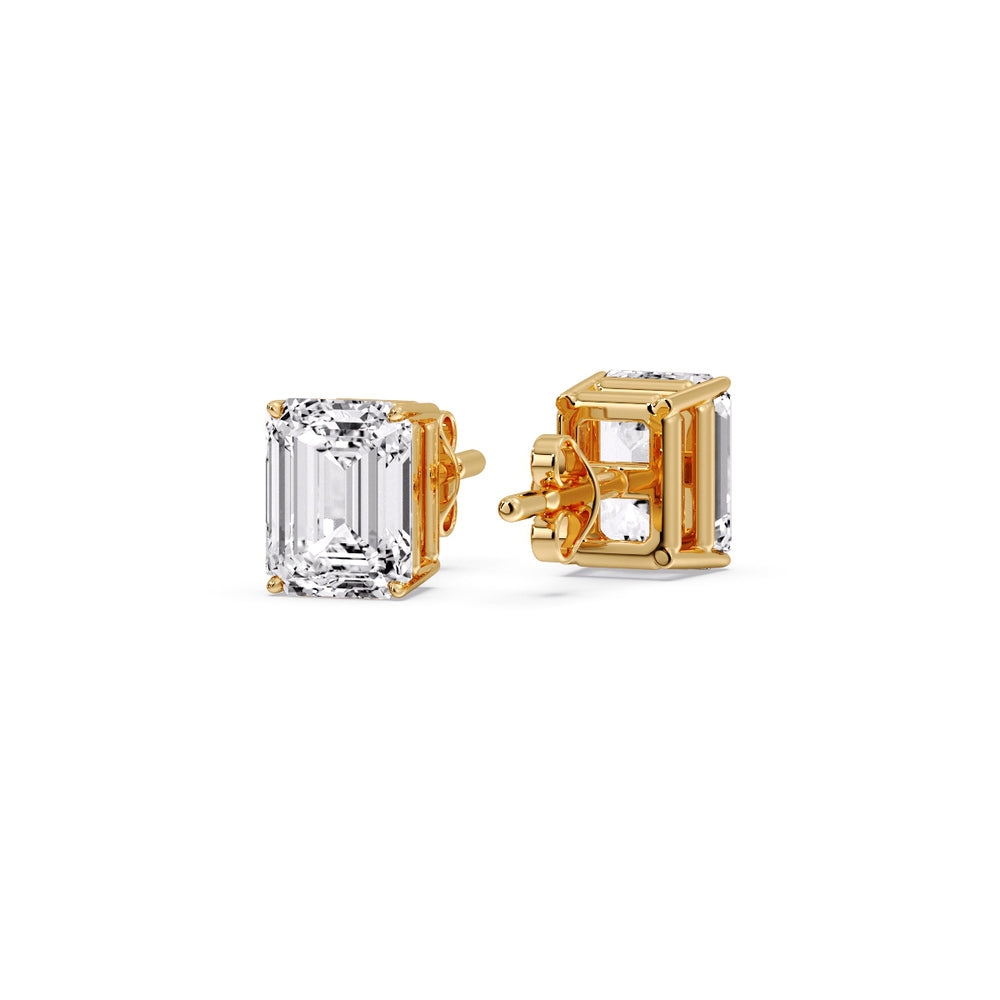Emerald Cut Diamond Stud Earrings