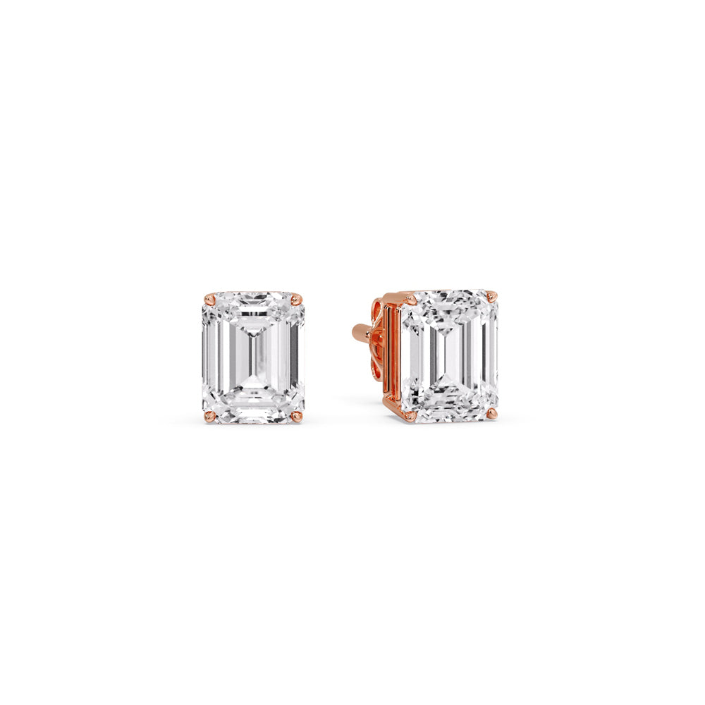 Emerald Cut Diamond Stud Earrings