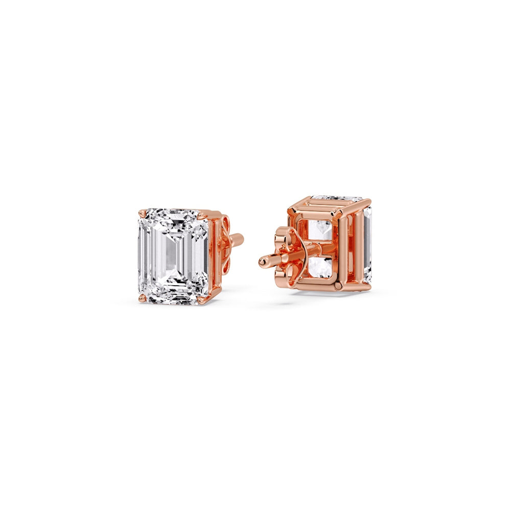 Emerald Cut Diamond Stud Earrings