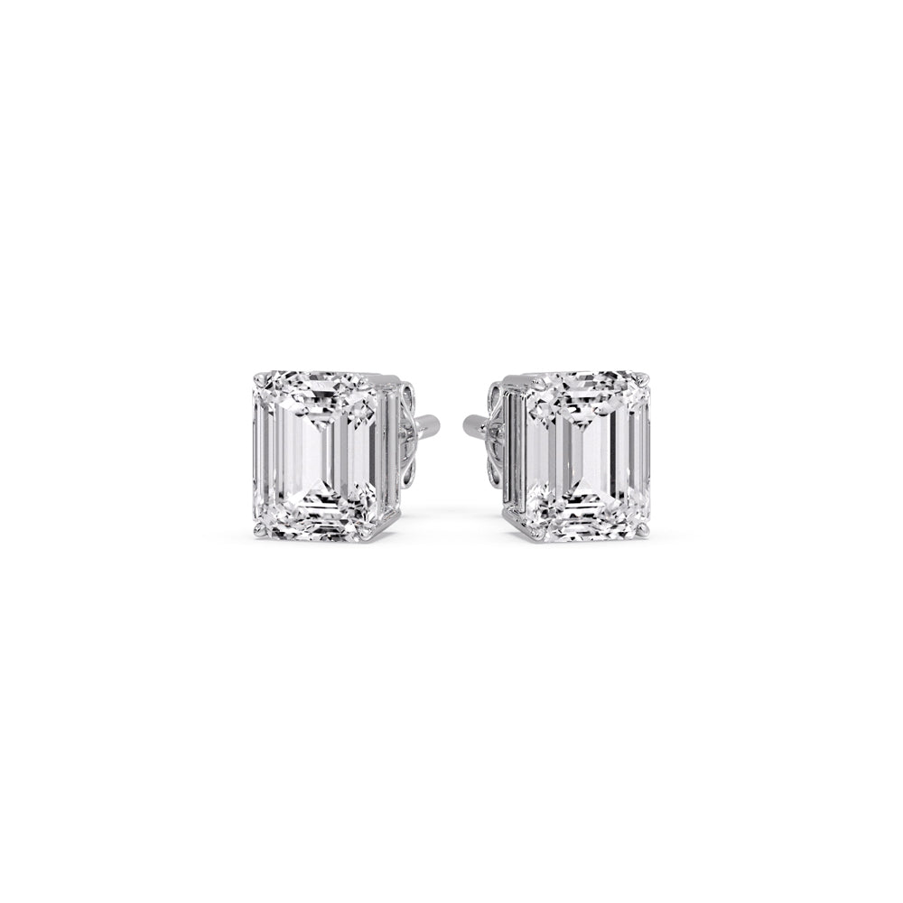 Emerald Cut Diamond Stud Earrings