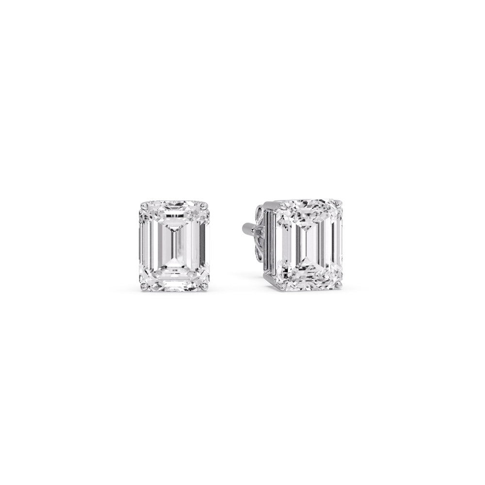 Emerald Cut Diamond Stud Earrings