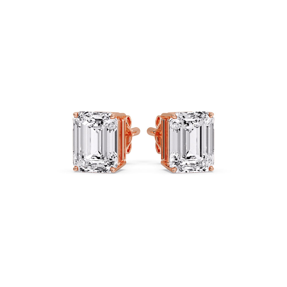 Emerald Cut Diamond Stud Earrings