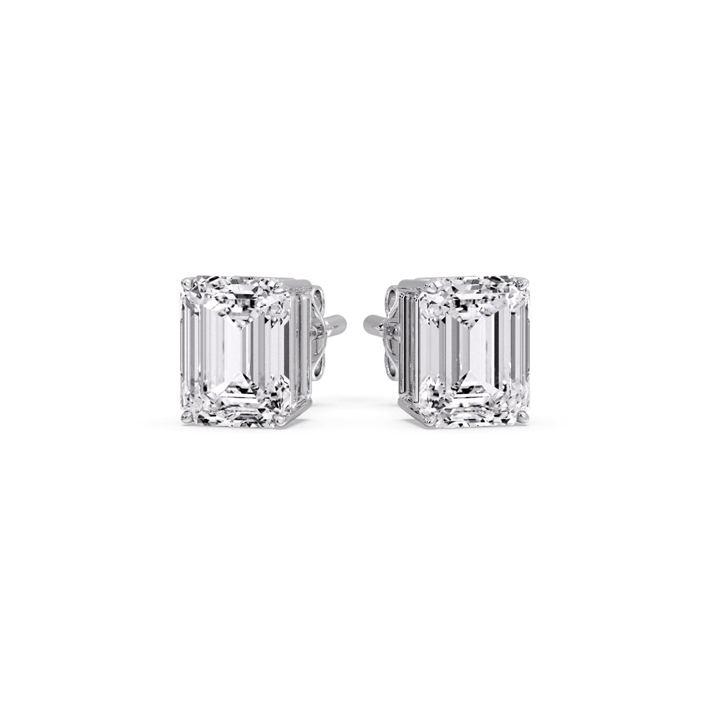 Emerald Cut Diamond Stud Earrings