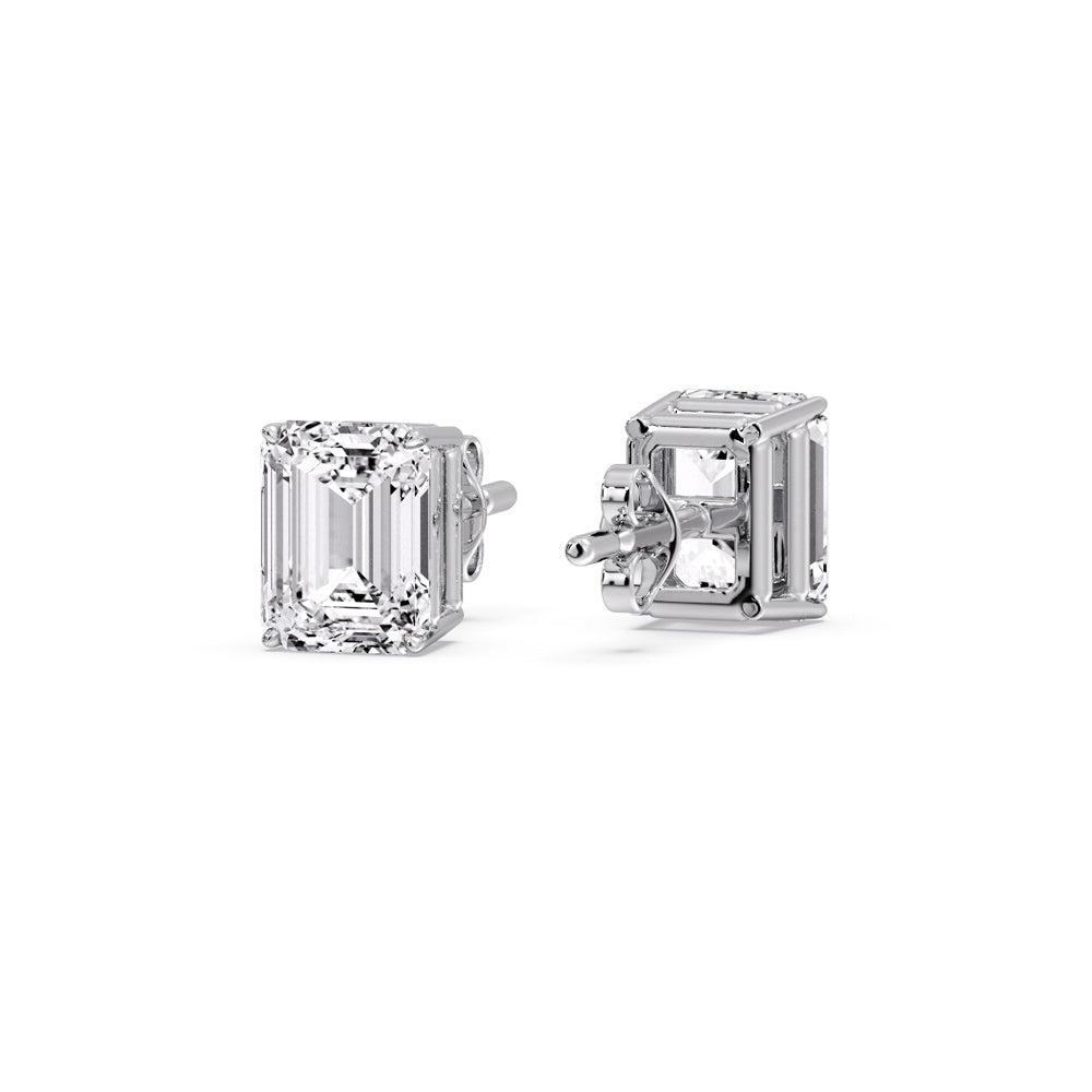 Emerald Cut Diamond Stud Earrings