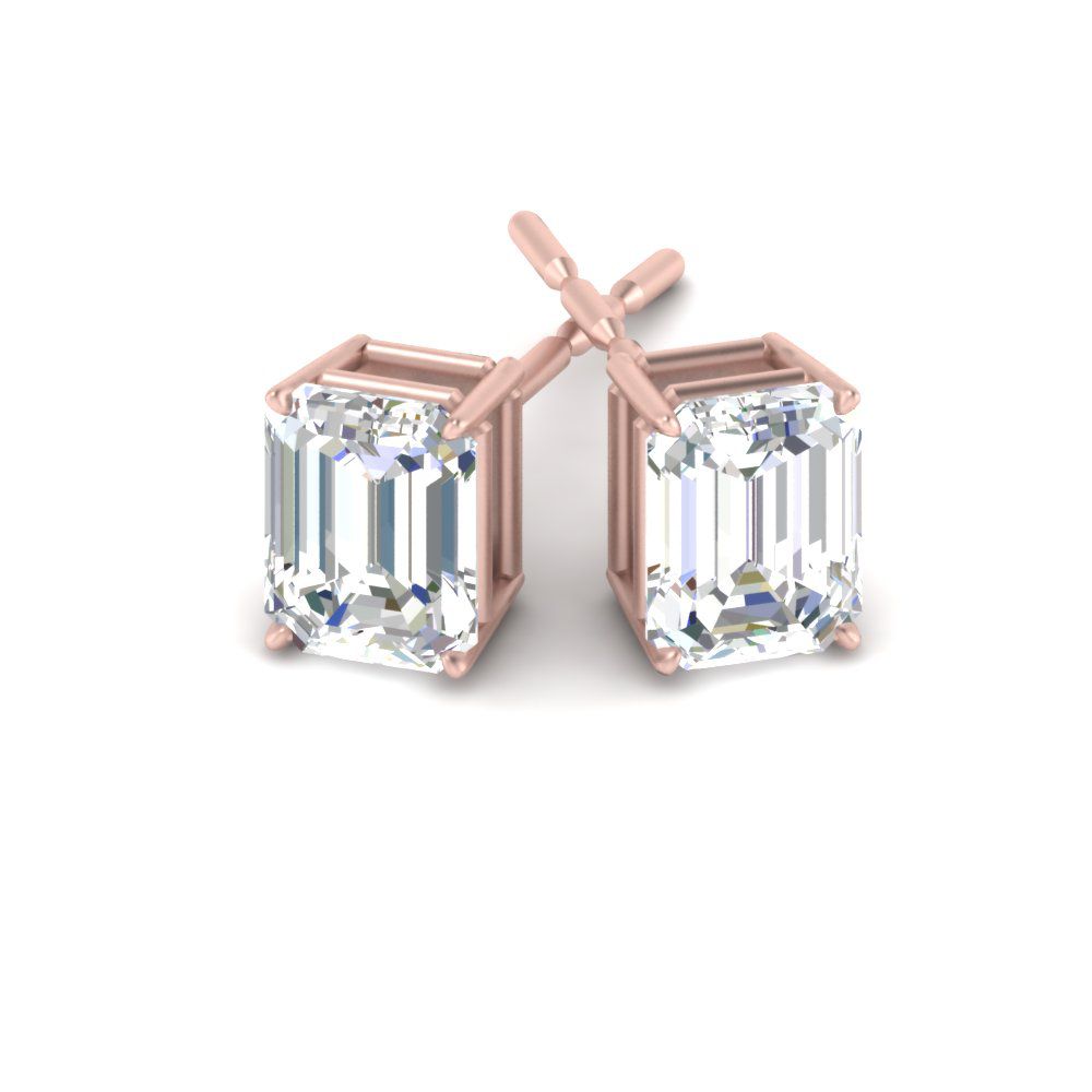 Emerald Cut Diamond Stud Earrings