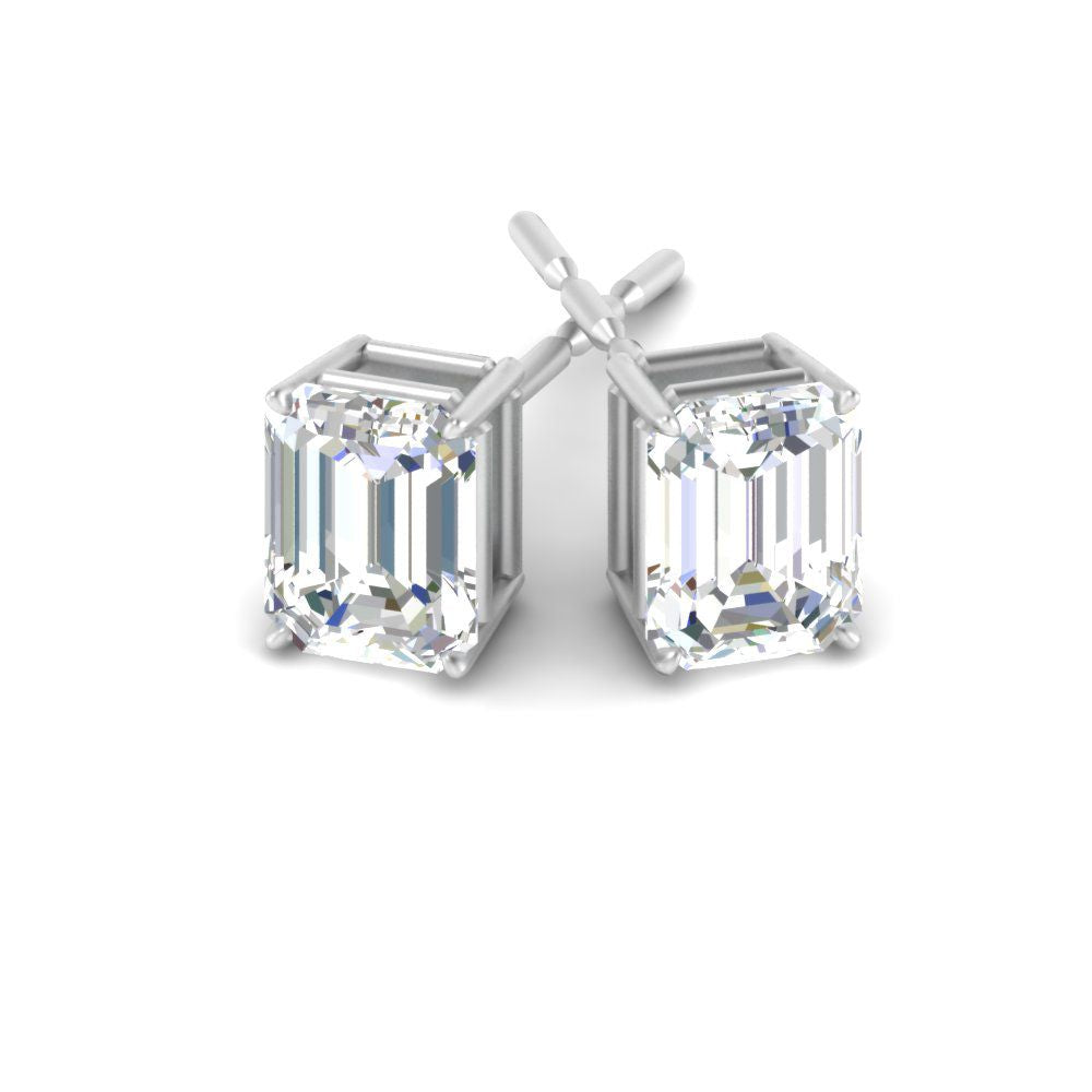 Emerald Cut Diamond Stud Earrings