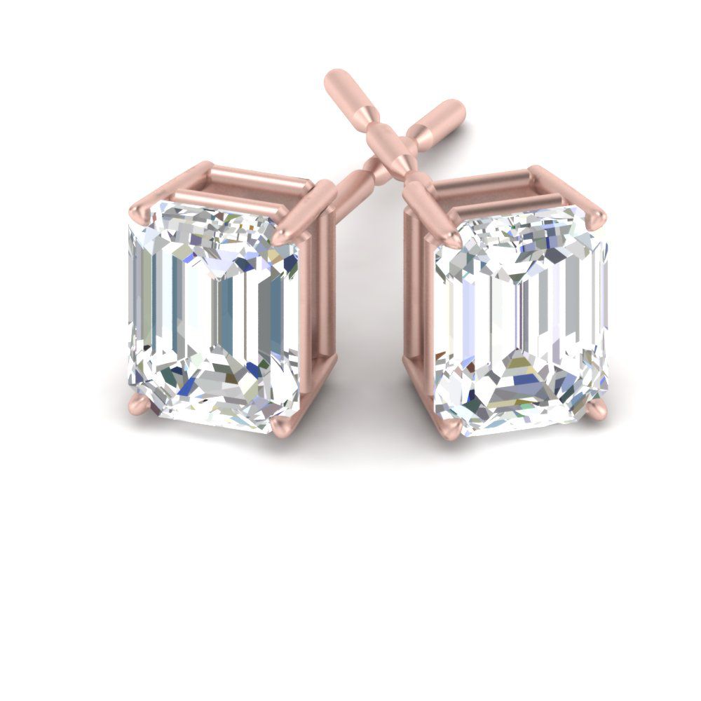 Emerald Cut Diamond Stud Earrings