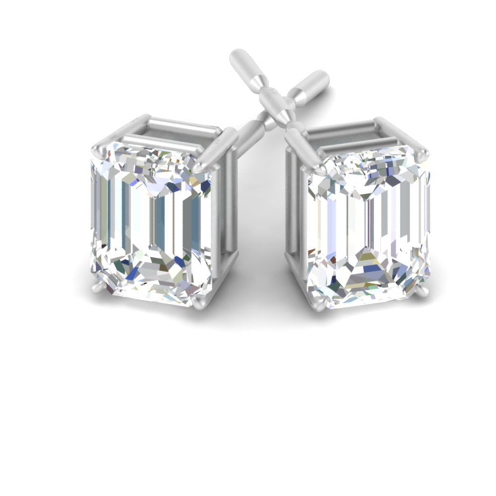 Emerald Cut Diamond Stud Earrings