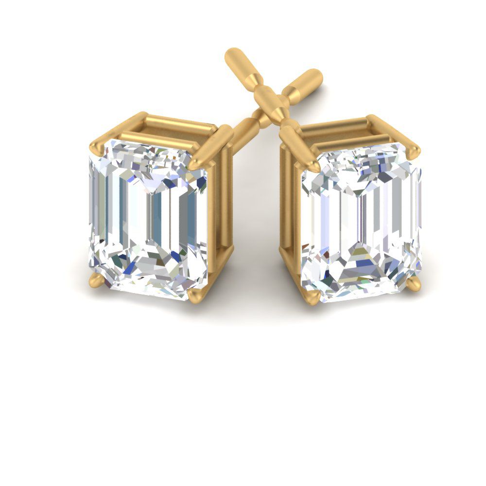Emerald Cut Diamond Stud Earrings
