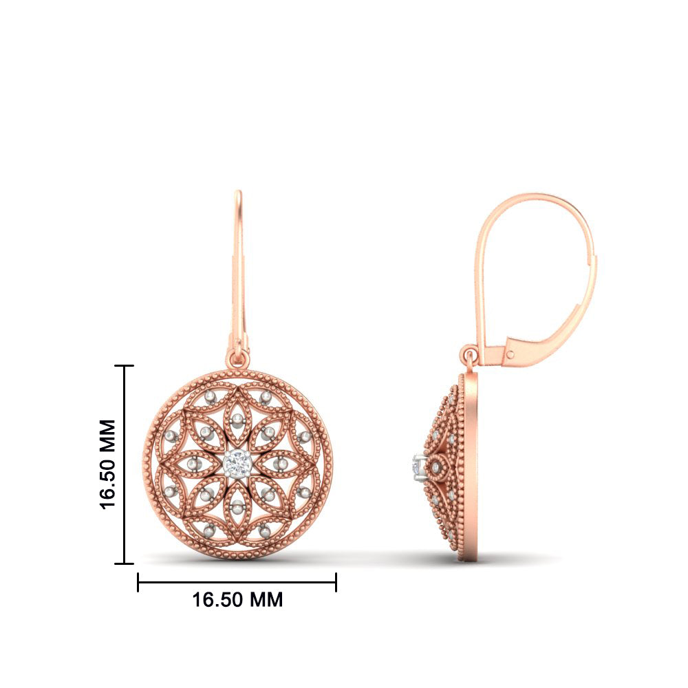 Filigree Circle Drop Lever Back Earring
