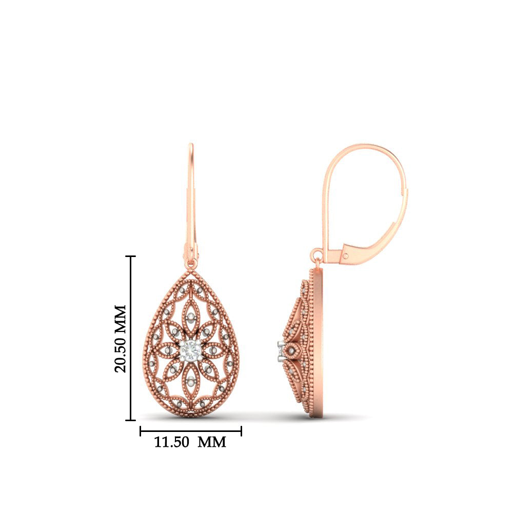 Filigree Diamond Openwork Teardrop Earrings