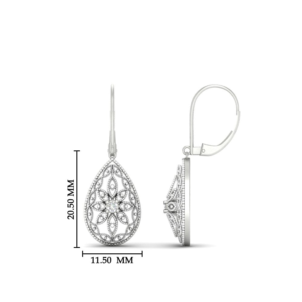 Filigree Diamond Openwork Teardrop Earrings