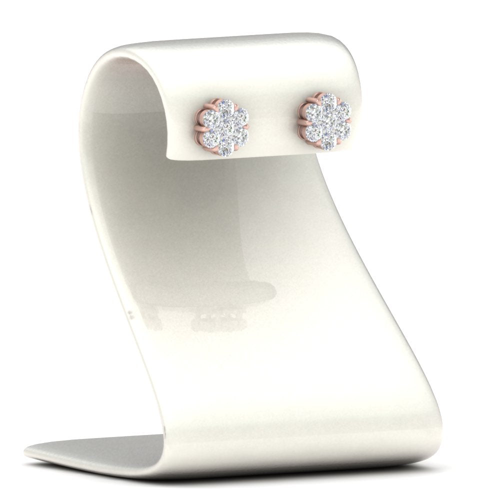 0.75 Ct 7-Stone Flower Diamond Earrings in Gold