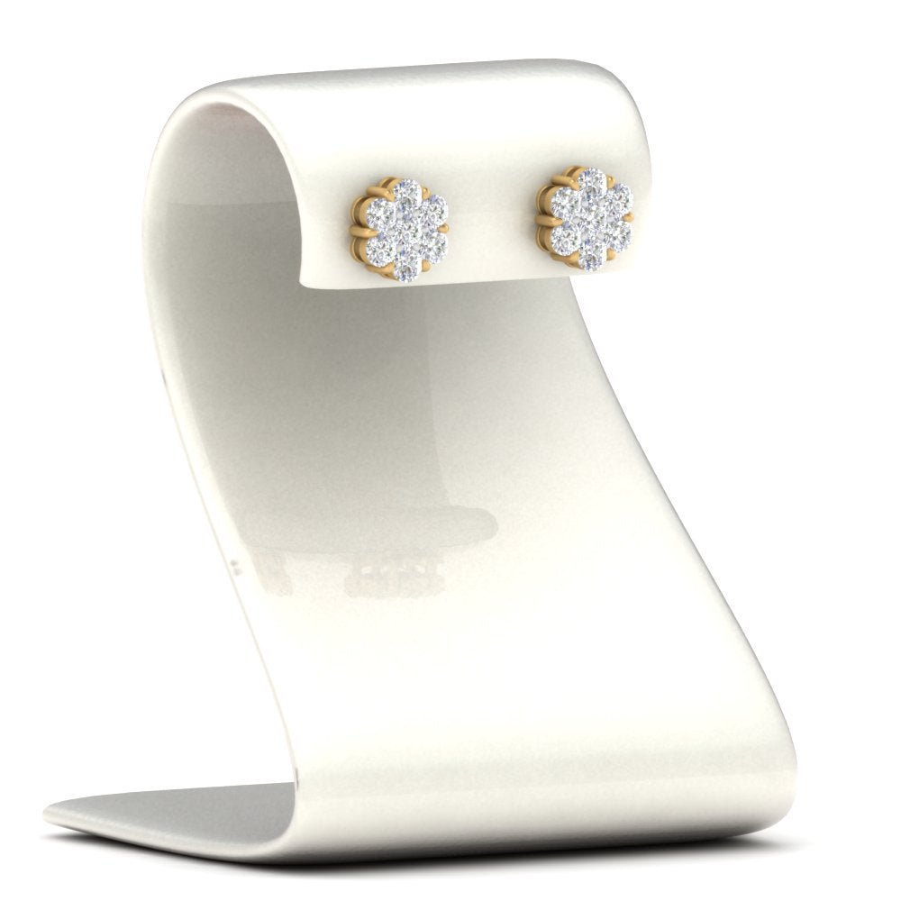 0.75 Ct 7-Stone Flower Diamond Earrings in Gold