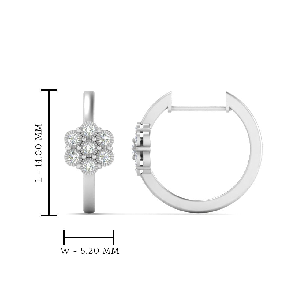 Flower Small 2 Tone Hoop Huggie Earrings