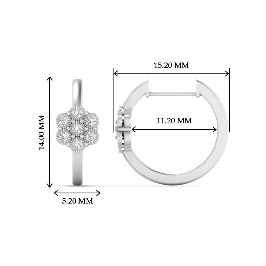 Flower Small 2 Tone Hoop Huggie Earrings