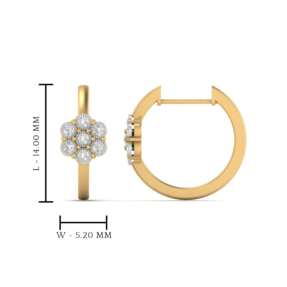 Flower Small 2 Tone Hoop Huggie Earrings