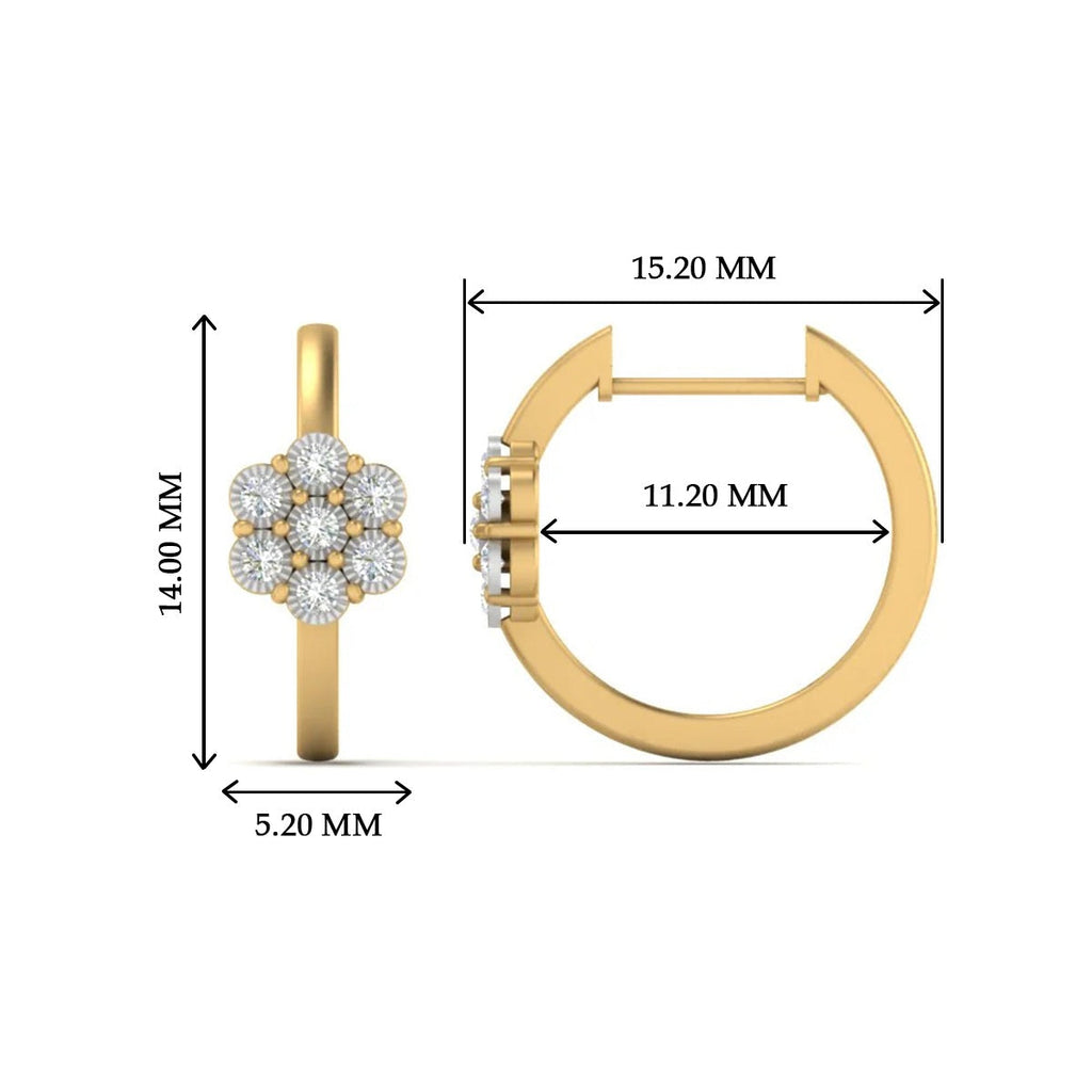 Flower Small 2 Tone Hoop Huggie Earrings