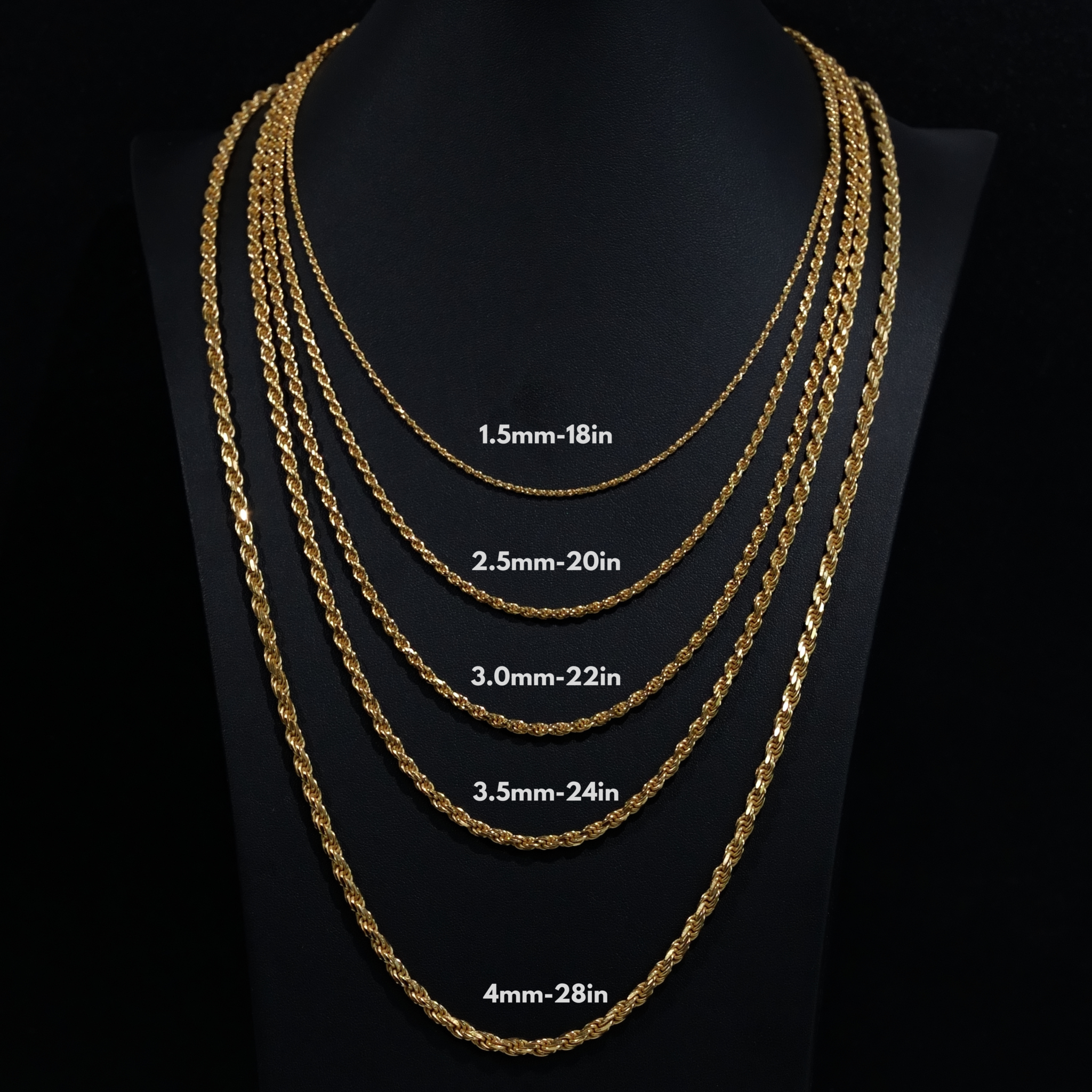 14K Gold 925 Sterling Silver Rope Chains