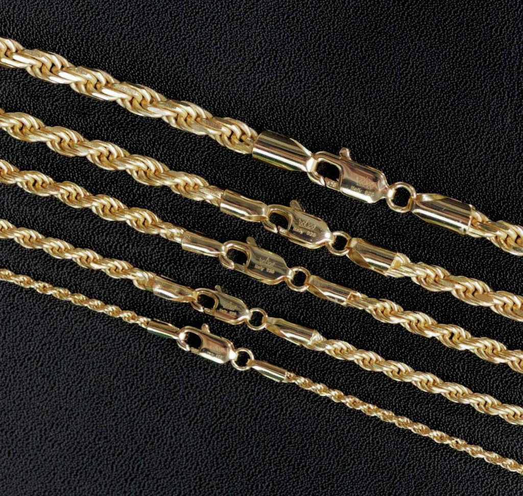 14K Gold 925 Sterling Silver Rope Chains