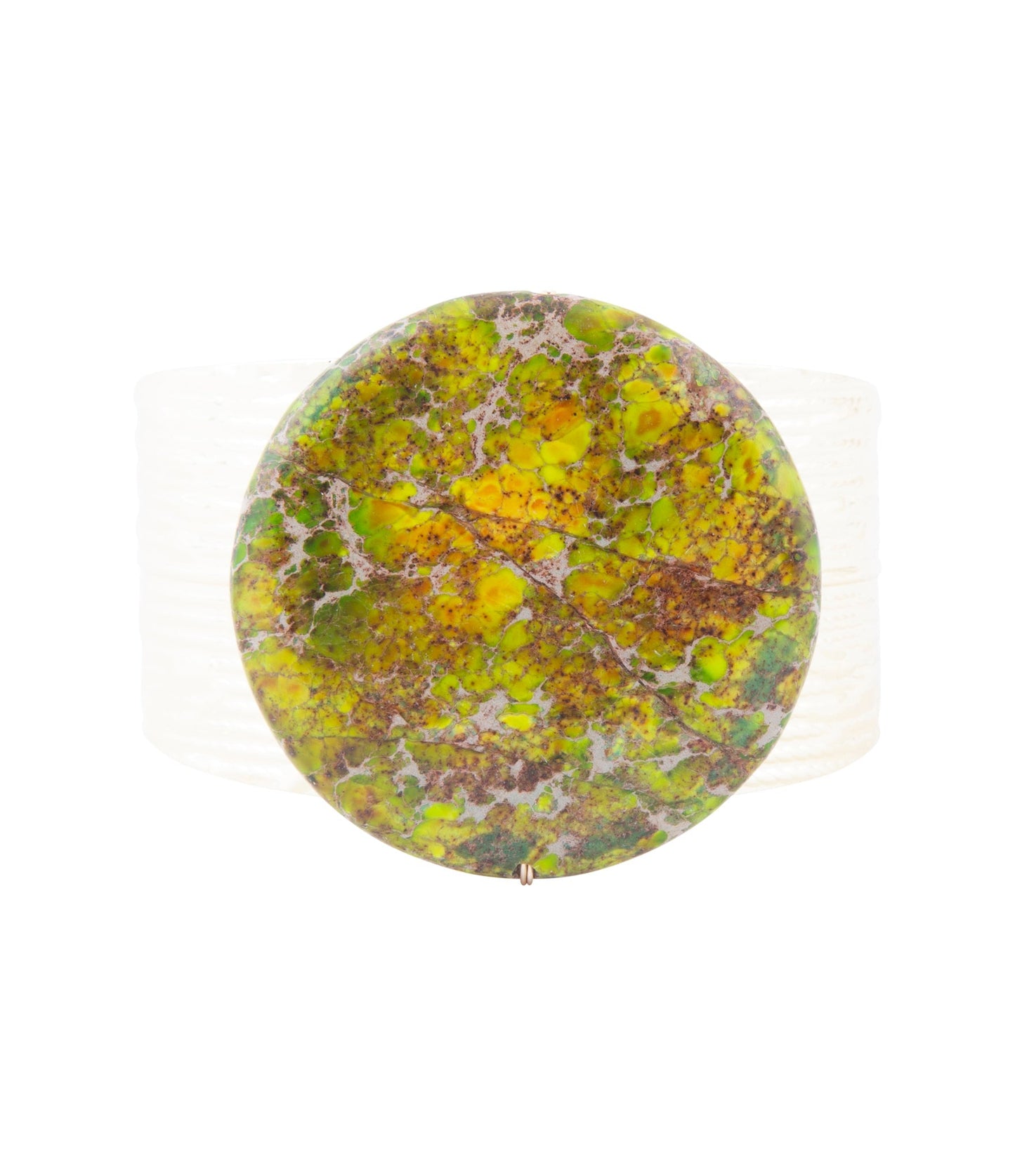 Lime Green Jasper Golden Statement Cuff Bracelet