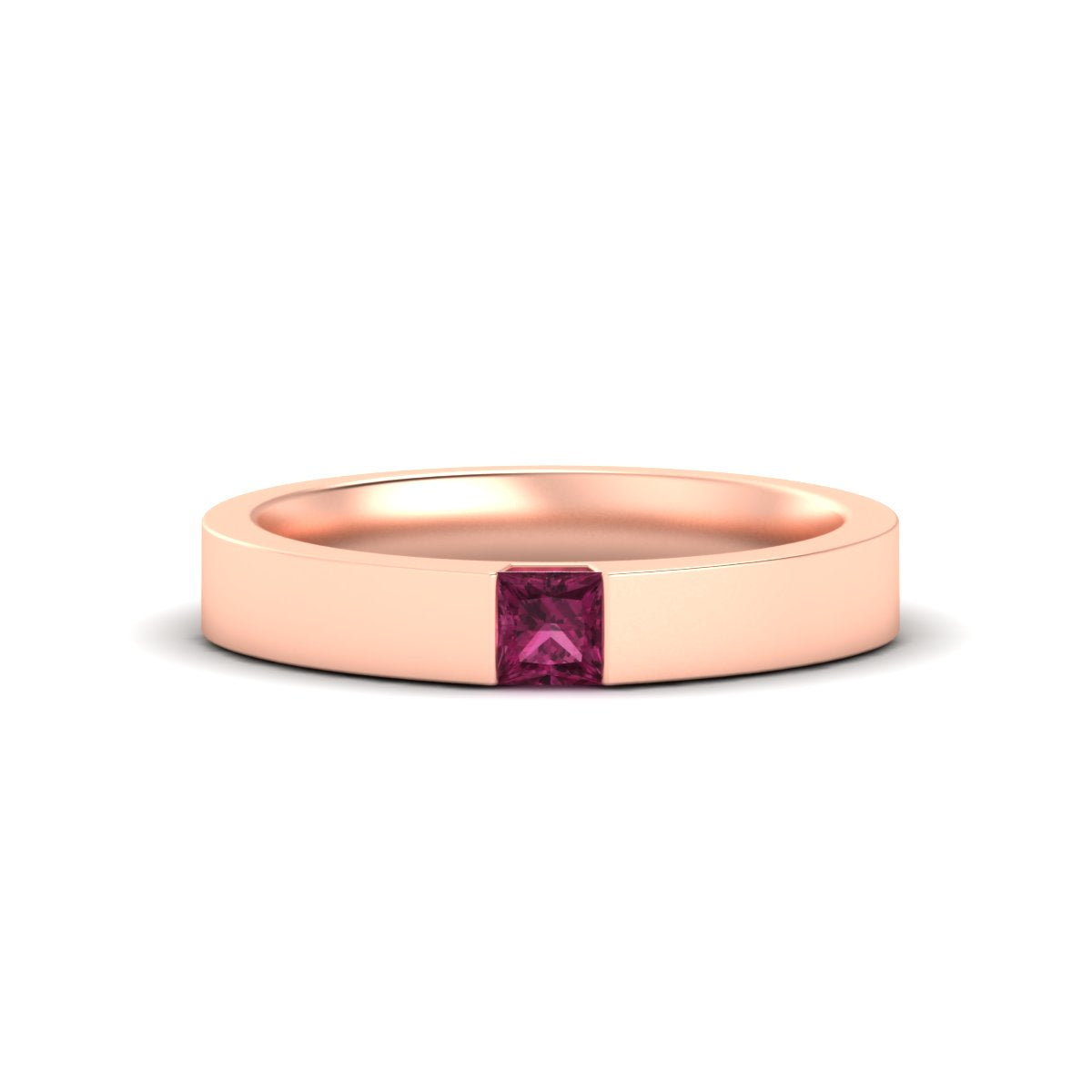 Half Bezel Solitaire Mens Engagement Ring