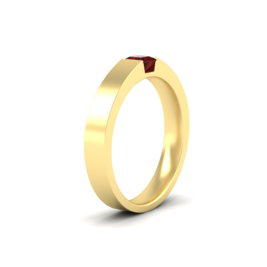 Half Bezel Solitaire Mens Engagement Ring