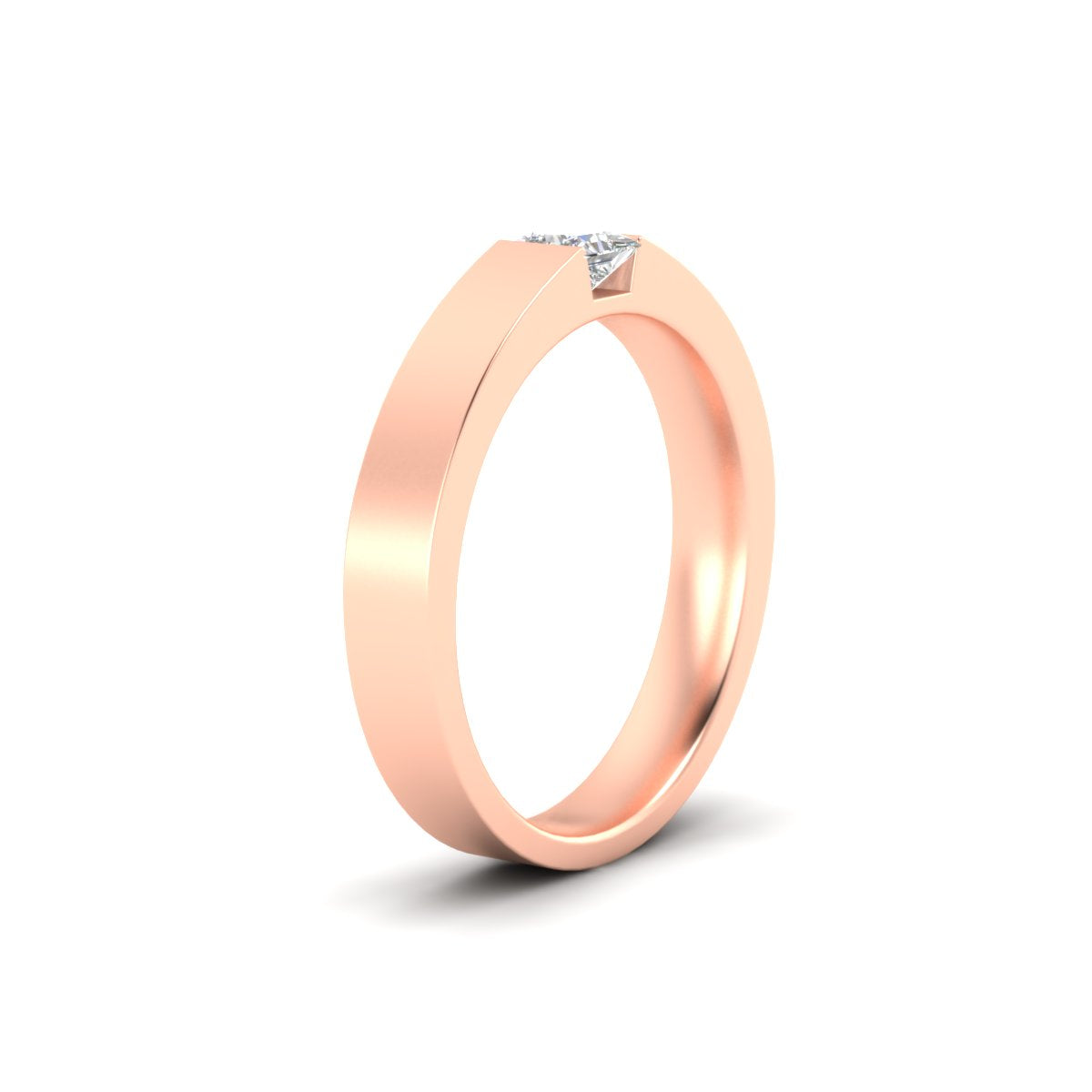 Half Bezel Solitaire Mens Engagement Ring