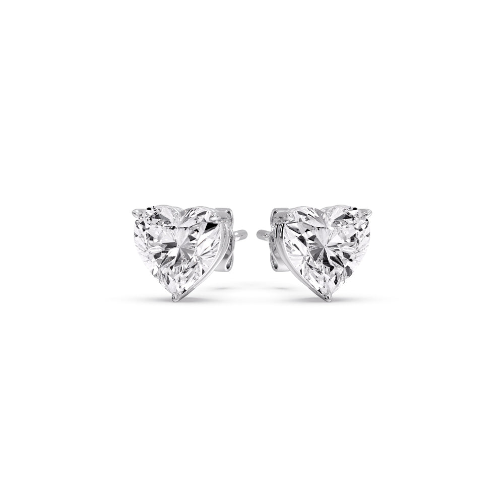 Heart Shaped 3 Prong Basket Stud Earring