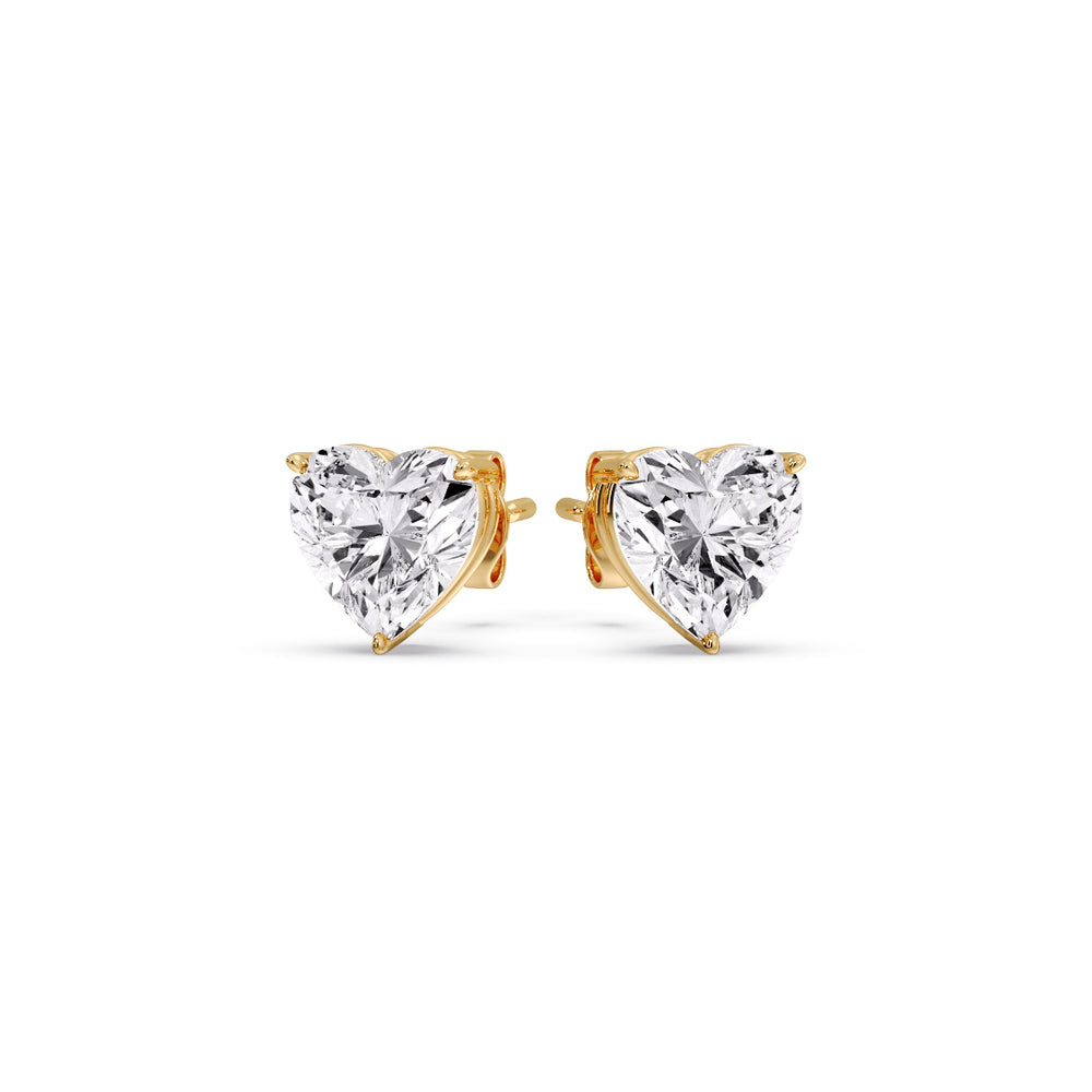 Heart Shaped 3 Prong Basket Stud Earring