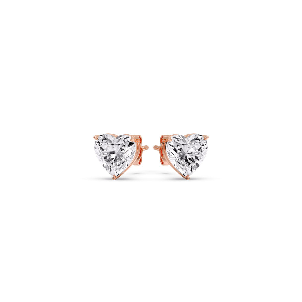 Heart Shaped 3 Prong Basket Stud Earring