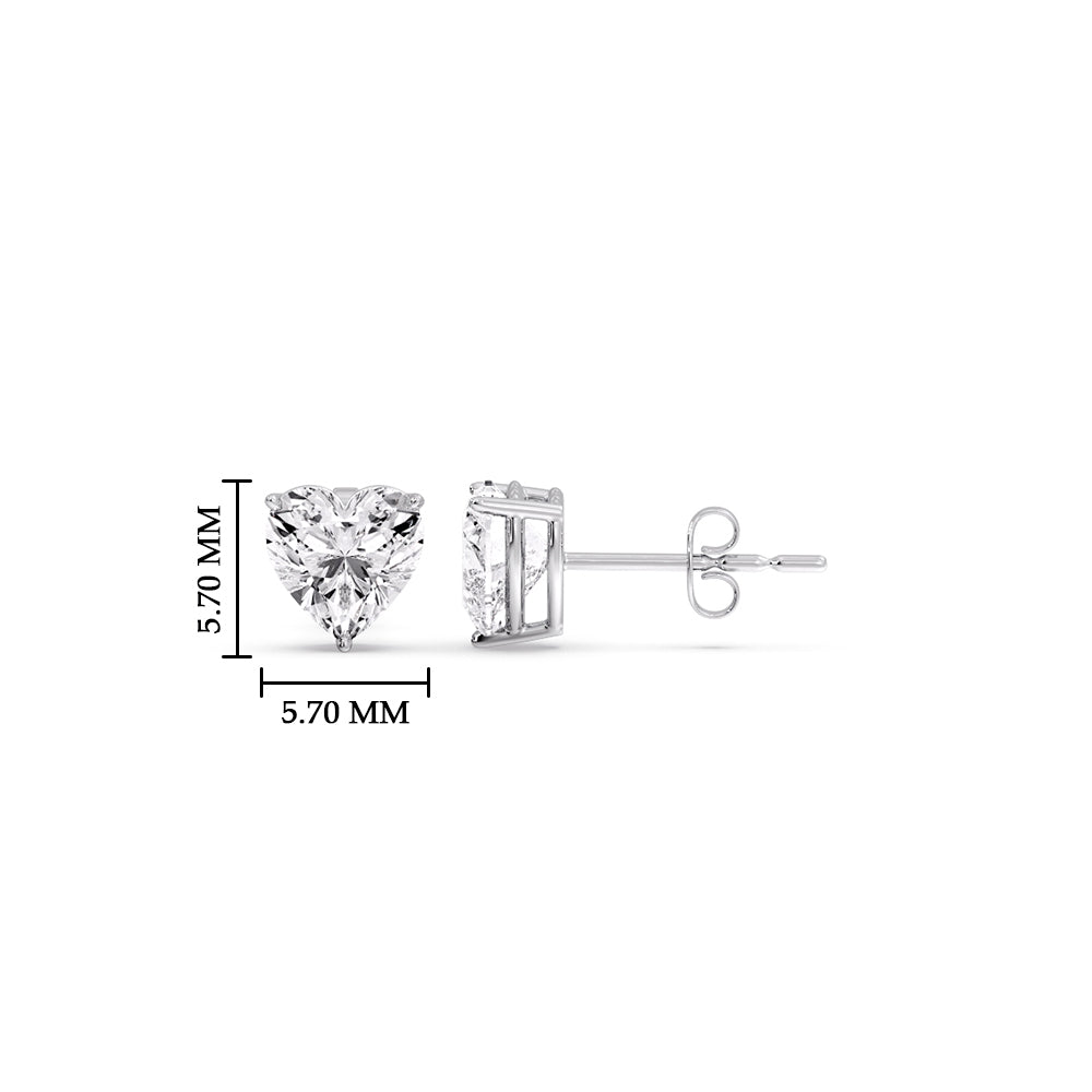 Heart Shaped 3 Prong Basket Stud Earring