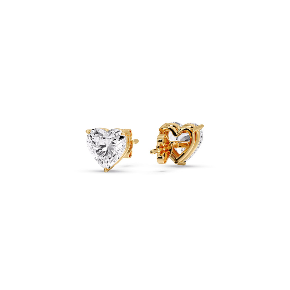 Heart Shaped 3 Prong Basket Stud Earring