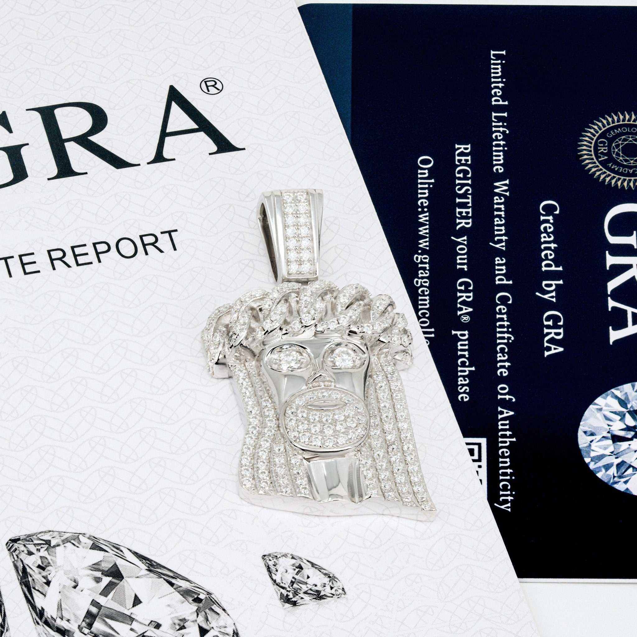 Moissanite Jesus Head Piece Pendant 925 Sterling Silver