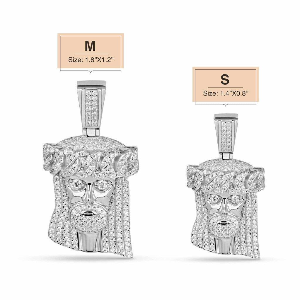 Moissanite Jesus Head Piece Pendant 925 Sterling Silver