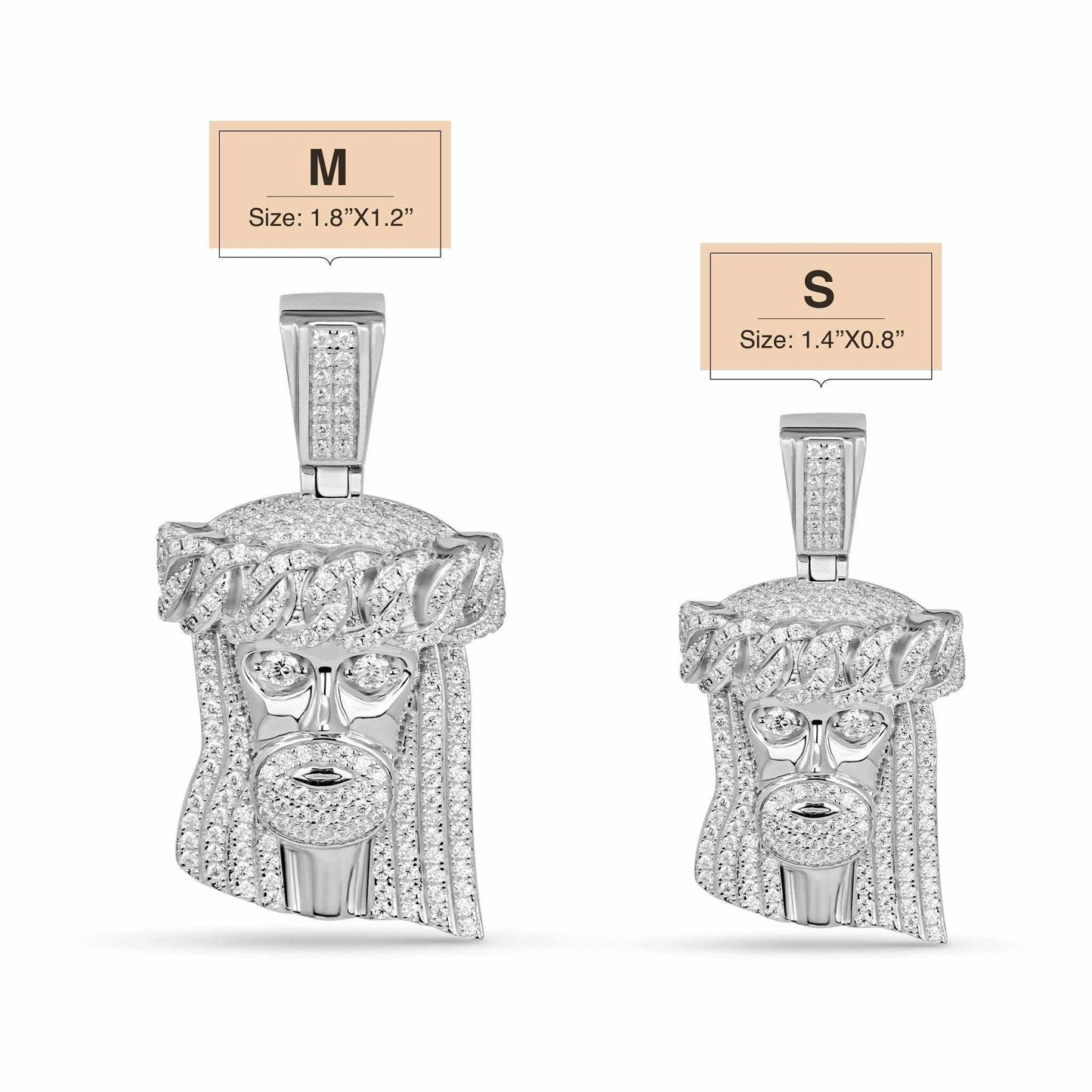 Moissanite Jesus Head Piece Pendant 925 Sterling Silver