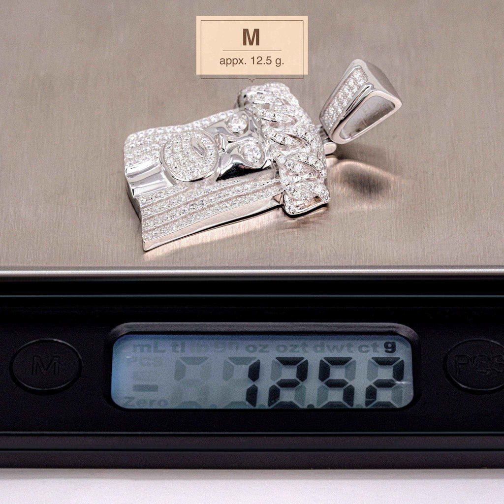 Moissanite Jesus Head Piece Pendant 925 Sterling Silver