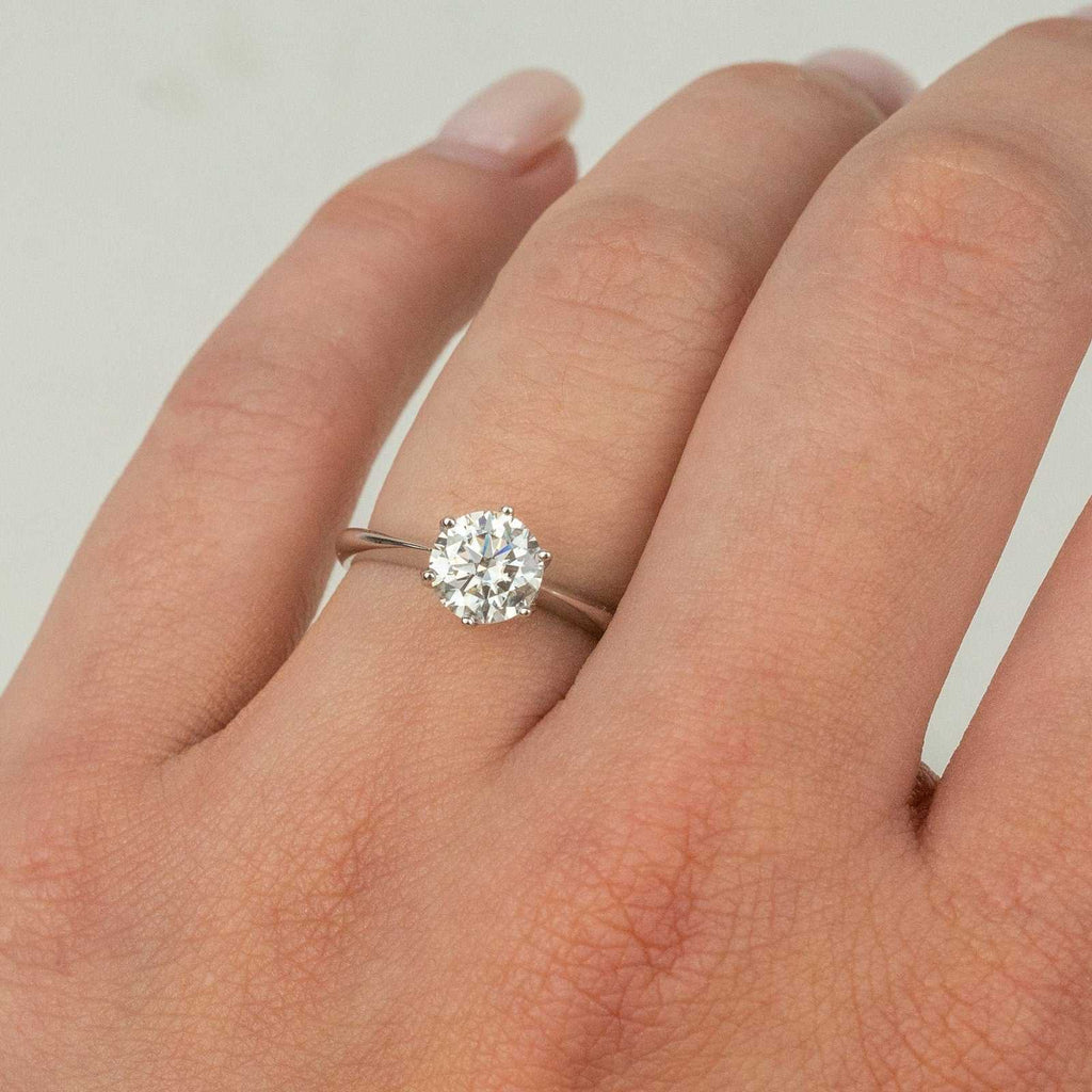 Moissanite 0.5-2 TCW Solitaire Engagement Ring - 925 Sterling Silver
