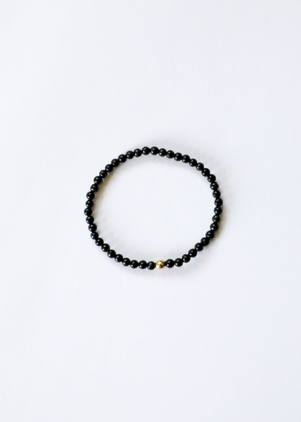 Dainty Shungite + 14K Gold Filled || Beaded Stretch Bracelet