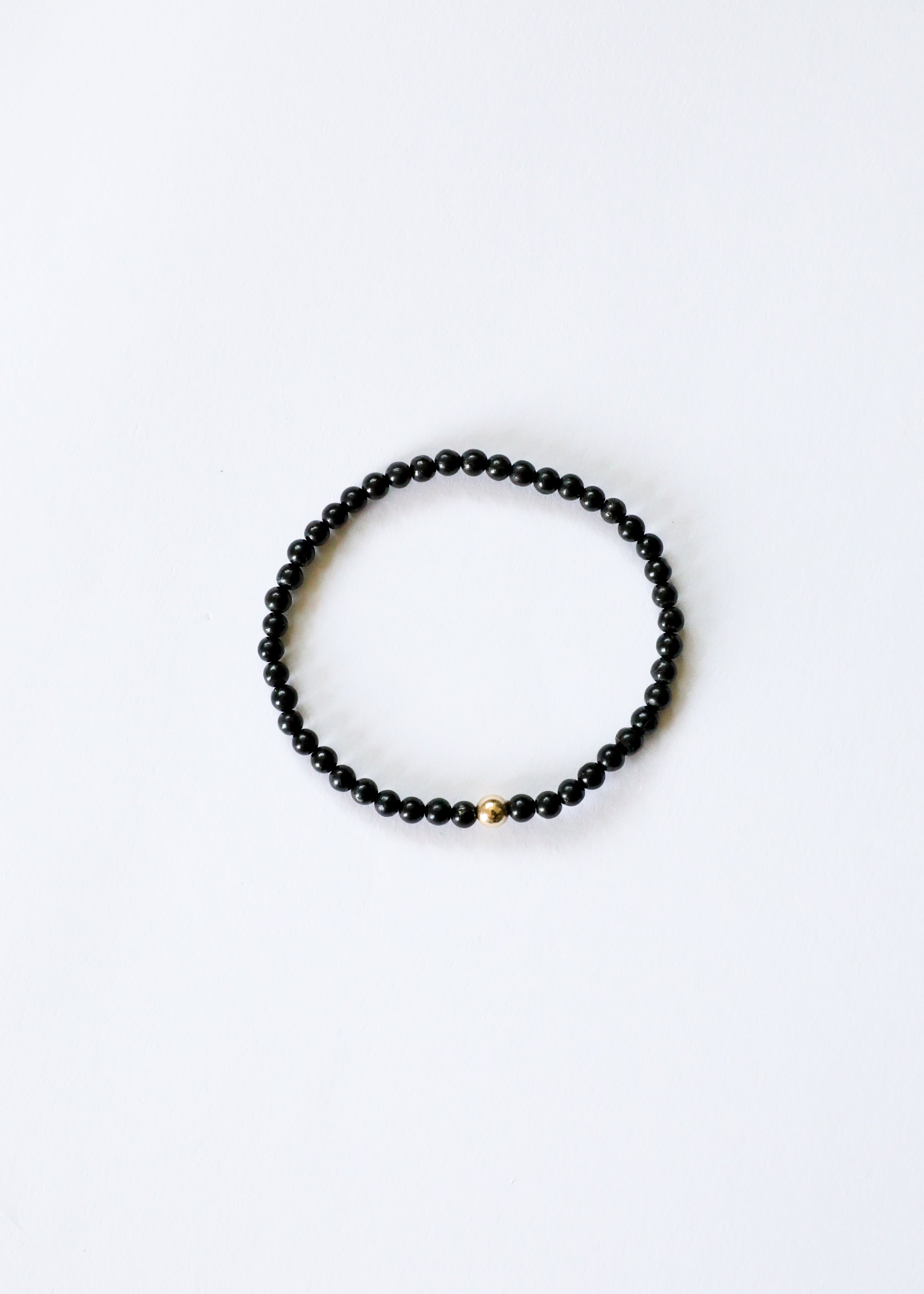 Dainty Shungite + 14K Gold Filled || Beaded Stretch Bracelet