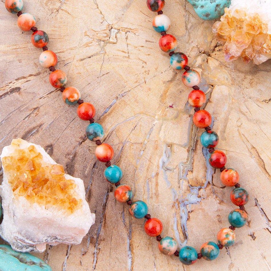 Immeasurable Multicolor Ocean Jade Golden Wrap Necklace