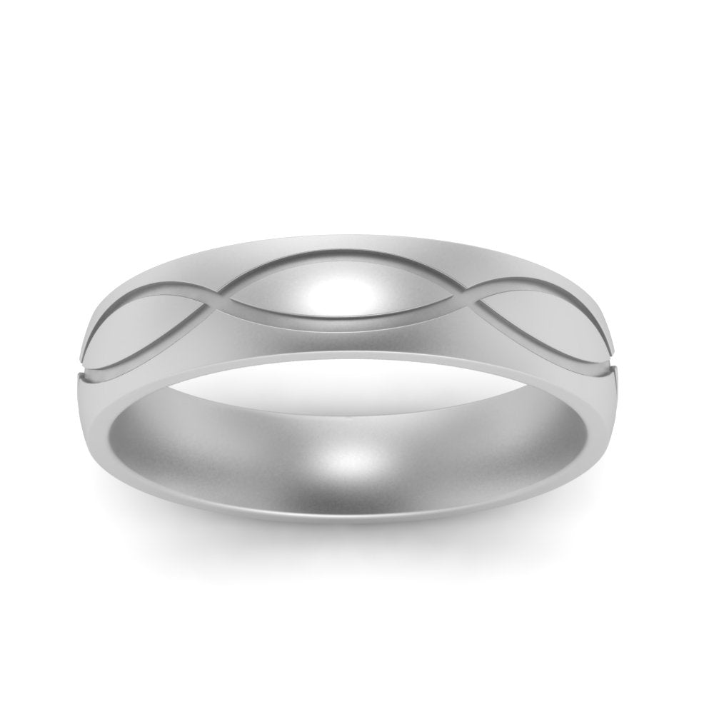 Infinity Grooved Mens Gold Ring