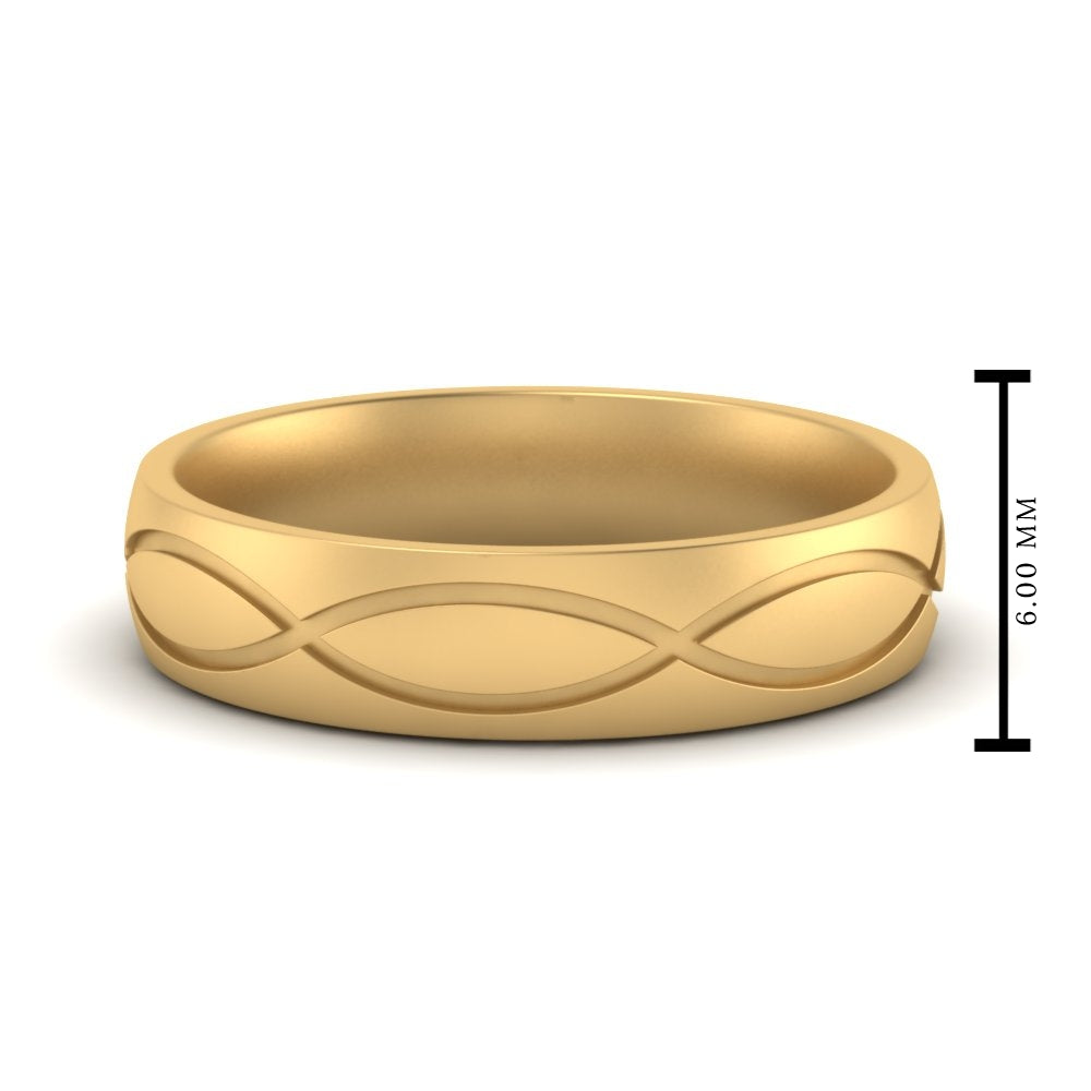 Infinity Grooved Mens Gold Ring