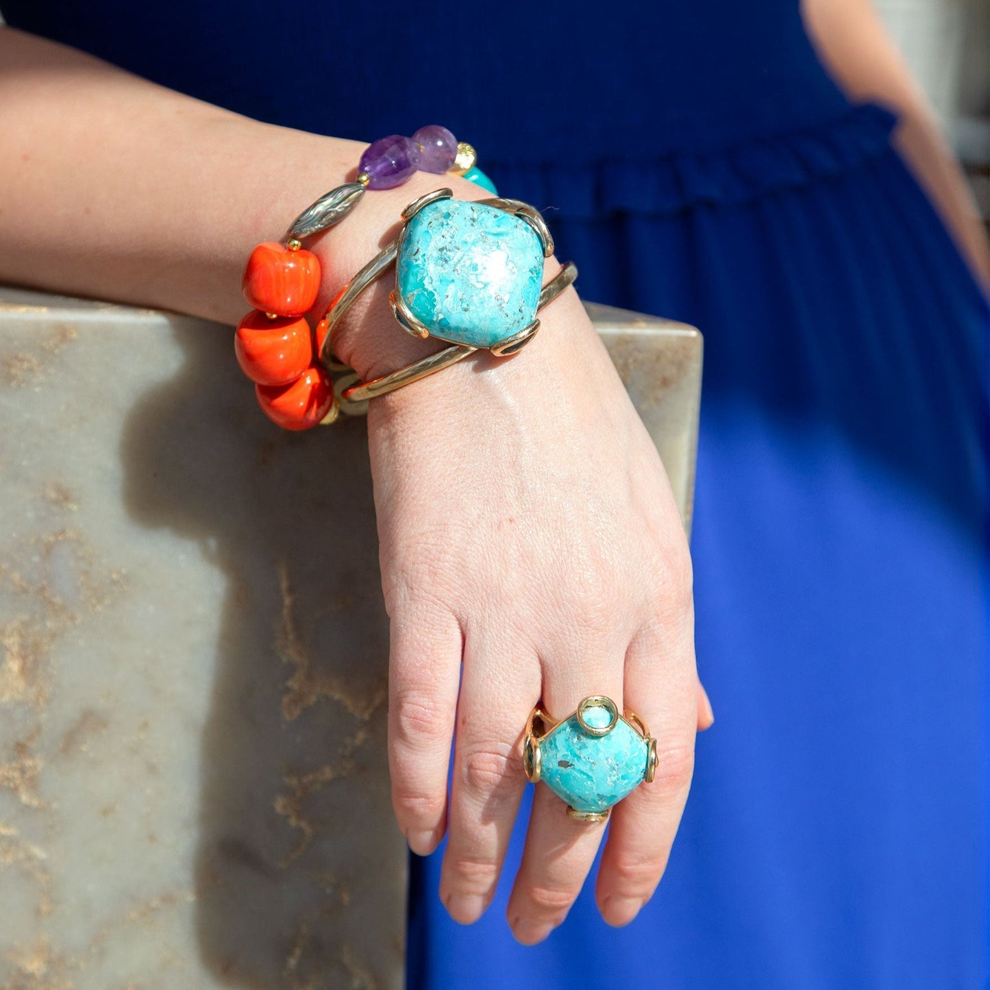 Keleidoscope Multistone Chunky Golden Bracelet