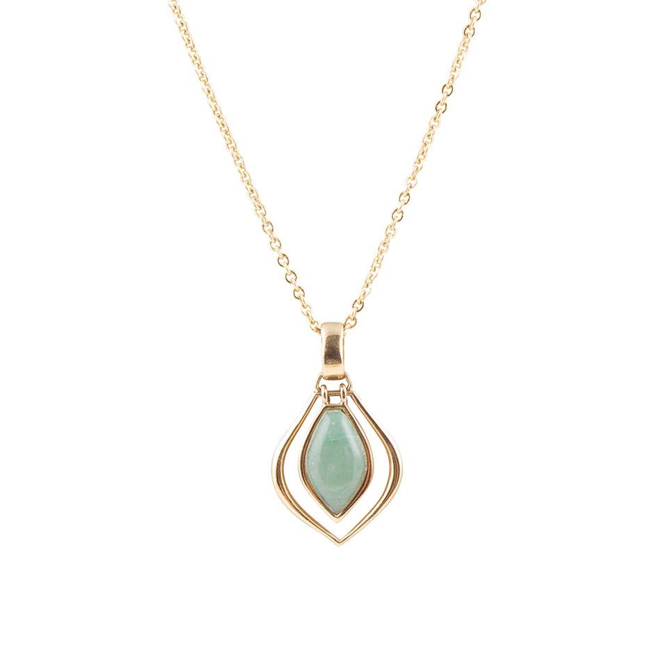 Melita Green Aventurine Golden Pendant Necklace