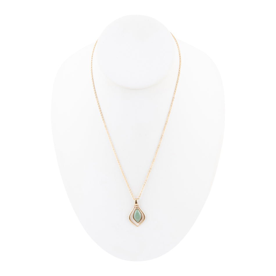 Melita Green Aventurine Golden Pendant Necklace