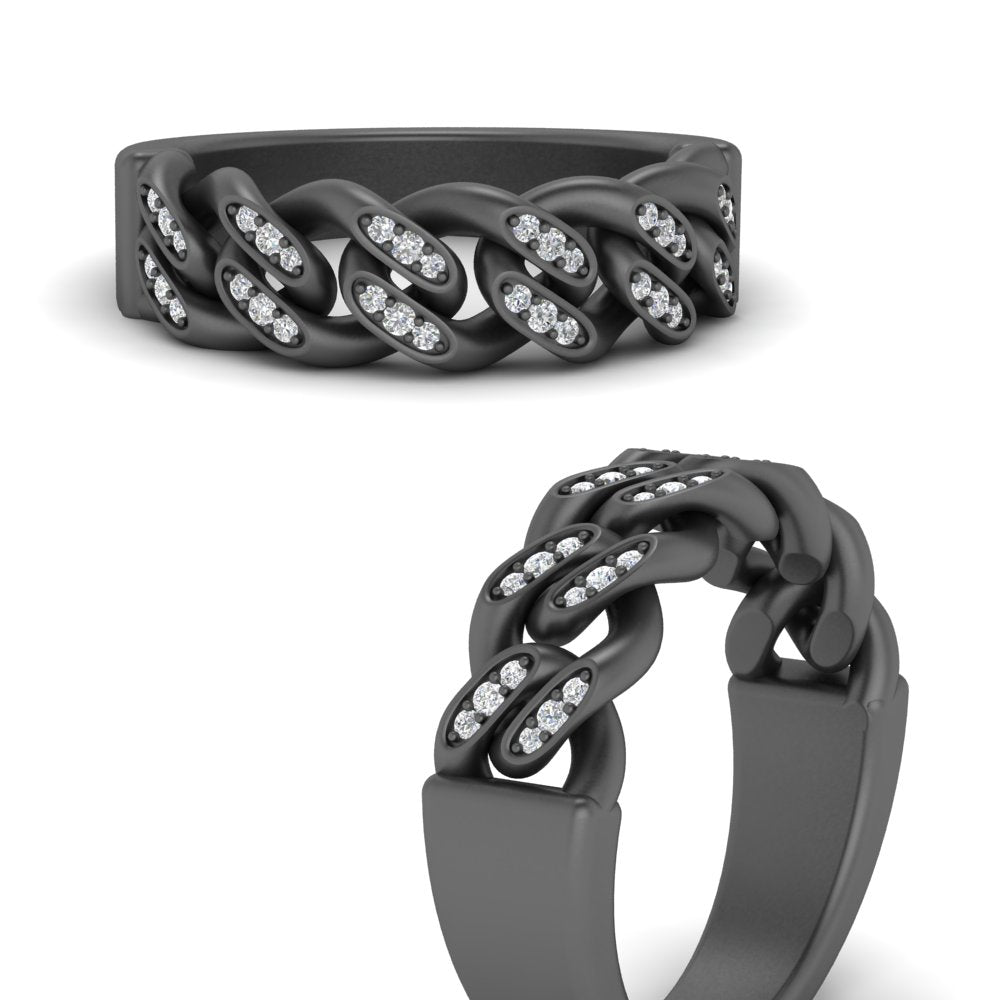 Mens Cuban Link Diamond Wedding Ring