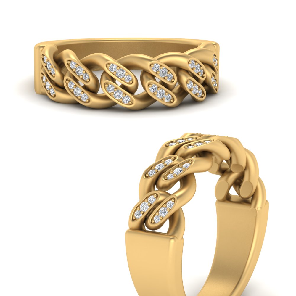 Mens Cuban Link Diamond Wedding Ring